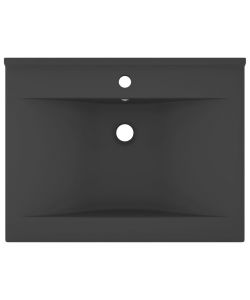 Lavabo con Foro Rubinetto Grigio Scuro Opaco 60x46 cm Ceramica