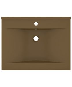 Lavandino con Foro Rubinetto Crema Opaco 60x46 cm in Ceramica