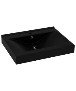 Lavandino con Foro Rubinetto Nero Opaco 60x46 cm in Ceramica