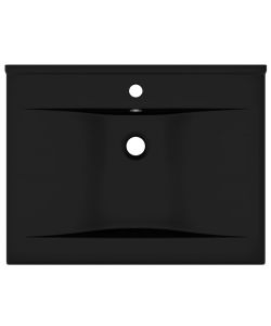 Lavandino con Foro Rubinetto Nero Opaco 60x46 cm in Ceramica