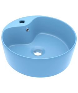 Lavandino con Troppopieno Azzurro Opaco 36x13 cm in Ceramica