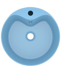 Lavandino con Troppopieno Azzurro Opaco 36x13 cm in Ceramica