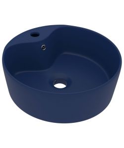 Lavandino con Troppopieno Blu Scuro Opaco 36x13 cm in Ceramica