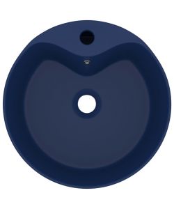 Lavandino con Troppopieno Blu Scuro Opaco 36x13 cm in Ceramica