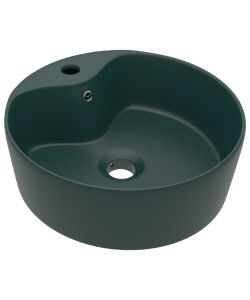 Lavandino con Troppopieno Verde Scuro Opaco 36x13cm in Ceramica