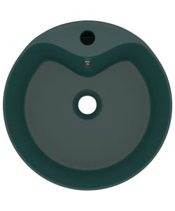 Lavandino con Troppopieno Verde Scuro Opaco 36x13cm in Ceramica