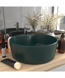 Lavandino con Troppopieno Verde Scuro Opaco 36x13cm in Ceramica
