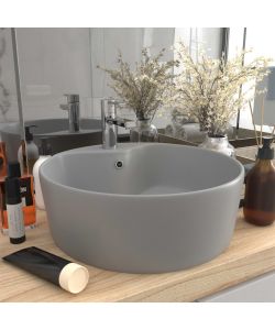 Lavandino con Troppopieno Grigio Chiaro Opaco 36x13 cm Ceramica