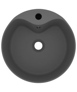 Lavandino con Troppopieno Grigio Scuro Opaco 36x13 cm Ceramica