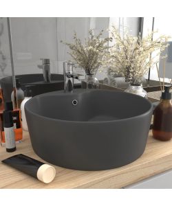 Lavandino con Troppopieno Grigio Scuro Opaco 36x13 cm Ceramica
