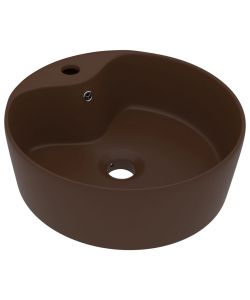 Lavandino con Troppopieno Marrone Scuro Opaco 36x13 cm Ceramica