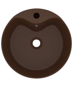 Lavandino con Troppopieno Marrone Scuro Opaco 36x13 cm Ceramica