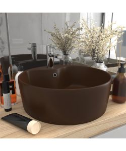 Lavandino con Troppopieno Marrone Scuro Opaco 36x13 cm Ceramica