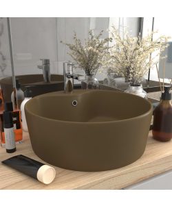 Lavandino con Troppopieno Crema Opaco 36x13 cm in Ceramica