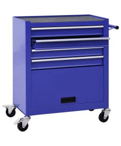 Carrello Portautensili con 4 Cassetti in Acciaio Blu