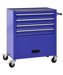 Carrello Portautensili con 4 Cassetti in Acciaio Blu