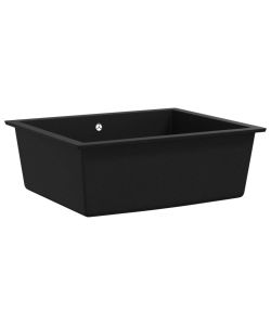 Lavello da Cucina con Foro Troppopieno Nero in Granito 550x460x194 mm