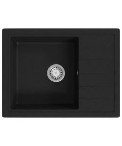 Lavello da Cucina con Foro Troppopieno Ovale Nero in Granito