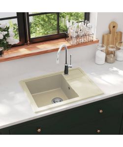 Lavello da Cucina con Foro Troppopieno Ovale Beige in Granito