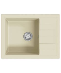 Lavello da Cucina con Foro Troppopieno Ovale Beige in Granito