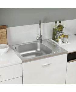 Lavello Cucina e Scolapiatti 500x600x155mm Acciaio Inox Argento