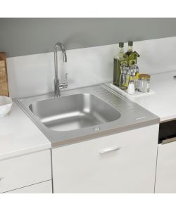 Lavello Cucina e Scolapiatti 600x600x155mm Acciaio Inox Argento