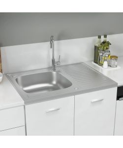 Lavello Cucina e Scolapiatti 800x600x155mm Acciaio Inox Argento