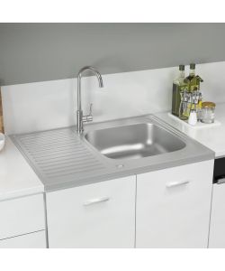 Lavello Cucina e Scolapiatti 800x600x155mm Acciaio Inox Argento