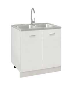 Lavello Cucina Doppia Vasca 800x600x155 mm Argento Acciaio Inox