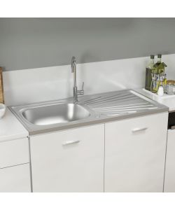 Lavello Cucina e Scolapiatti Argento 1000x500x155 mm in Acciaio