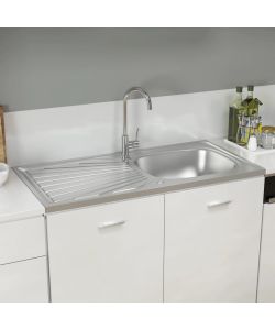 Lavello Cucina e Scolapiatti Argento 1000x500x155 mm in Acciaio