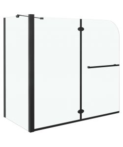 Box Doccia Pieghevole a Libro in ESG 120x68x130 cm Nero