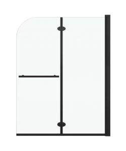 Box Doccia Pieghevole a Libro 2 Pannelli in ESG 95x140 cm Nero