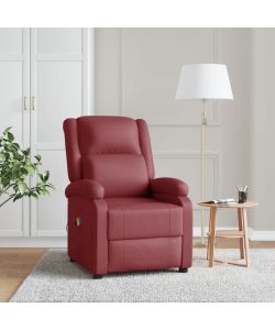 Poltrona Massaggiante Reclinabile Rosso Vino in Similpelle 246390
