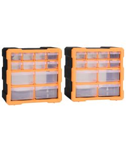  Mobili Contenitori con 12 Cassetti 2 pz 26,5x16x26 cm