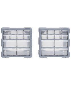  Mobili Contenitori con 12 Cassetti 2 pz 26,5x16x26 cm