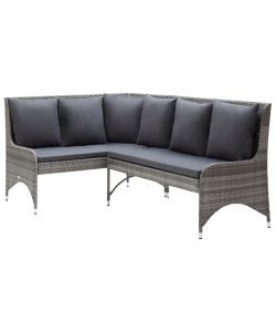 Divani Angolari da Giardino 2 pz in Polyrattan Grigio