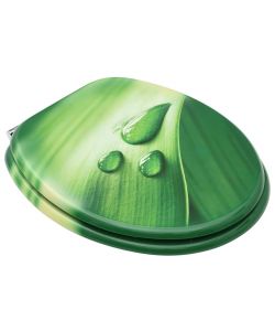Tavolette WC e Coperchi 2 pz in MDF Verde Design Goccia d'Acqua