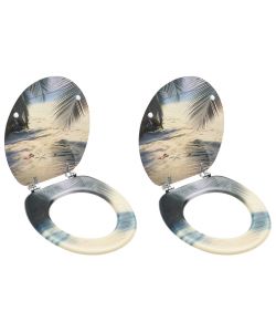 Tavolette WC con Coperchi 2 pz in MDF Design Spiaggia