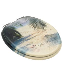 Copriwater 2 pz Chiusura Ammortizzata in MDF Design Spiaggia