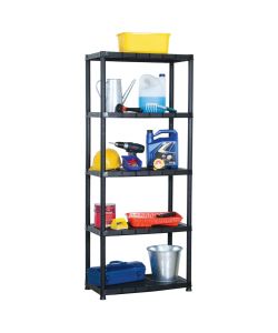 Scaffale a 5 Ripiani Nero 71x38x170 cm in Plastica
