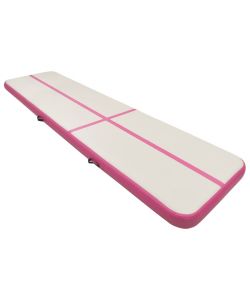 Tappetino Ginnastica Gonfiabile con Pompa 800x100x15cm PVC Rosa