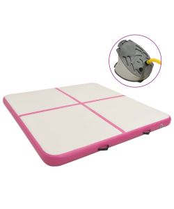 Tappetino Ginnastica Gonfiabile e Pompa 200x200x10 cm PVC Rosa