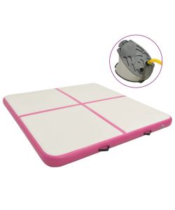 Tappetino Ginnastica Gonfiabile con Pompa 200x200x15cm PVC Rosa