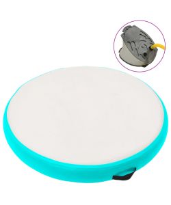 Tappetino Ginnastica Gonfiabile e Pompa 100x100x10cm PVC Verde