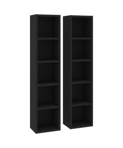 Scaffali Porta CD 2 pz Neri 21x16x93,5 cm in Truciolato