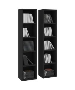 Scaffali Porta CD 2 pz Neri 21x16x93,5 cm in Truciolato