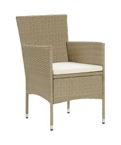 Sedie da Pranzo per Giardino 2 pz in Polyrattan Beige