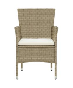 Sedie da Pranzo per Giardino 2 pz in Polyrattan Beige