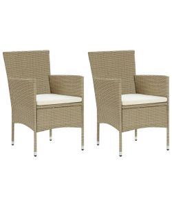 Sedie da Pranzo per Giardino 2 pz in Polyrattan Beige